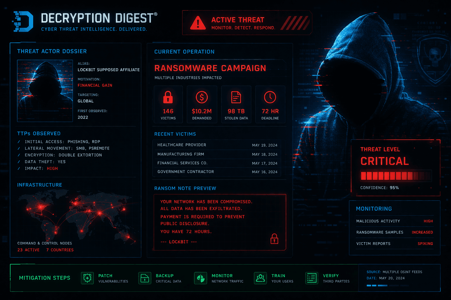 Decryption Digest threat dashboard